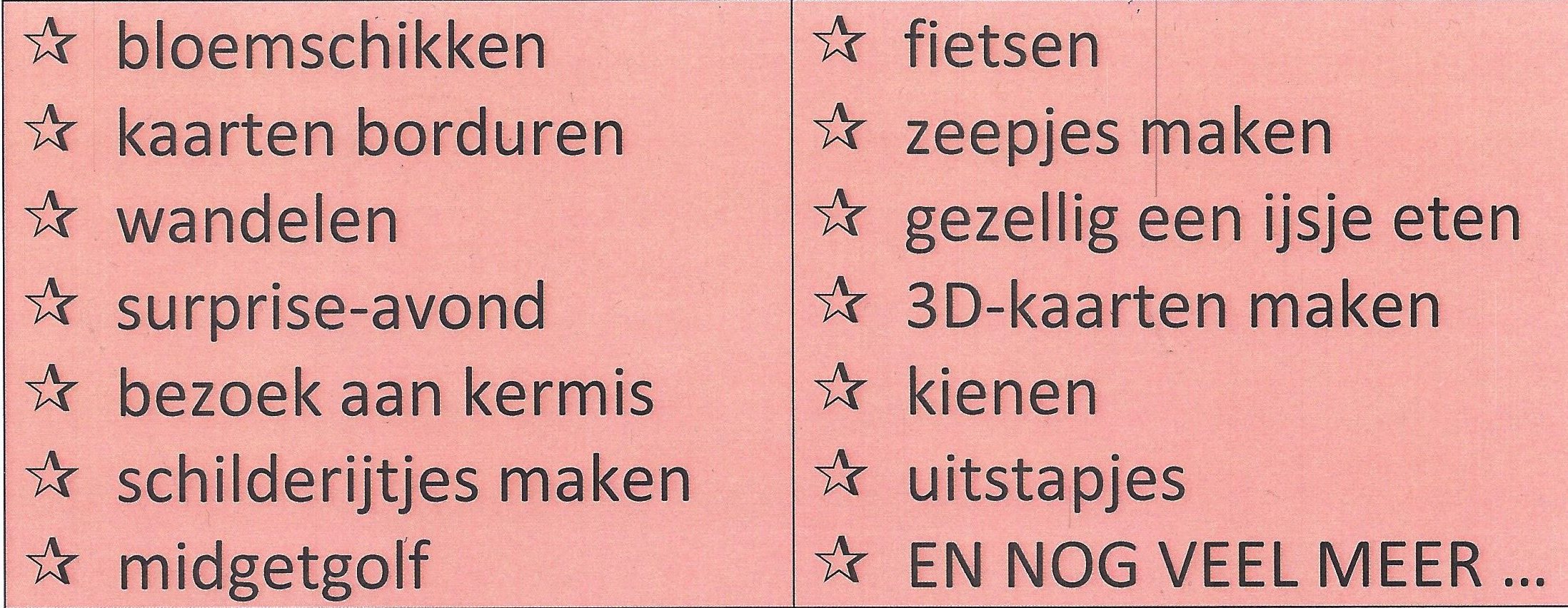 Activiteiten MoedergroepMalberg